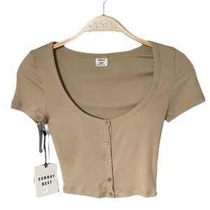 Sunday best 2xs camel button baby t new with tags !